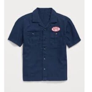 NWT Navy Blue Boy’s XL Button-Up Shirt with NYC Patch